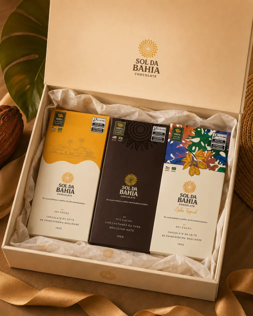 Kit Sol da Bahia em caixa de presente clara